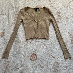 Forever 21 Tan Ribbed Cardigan